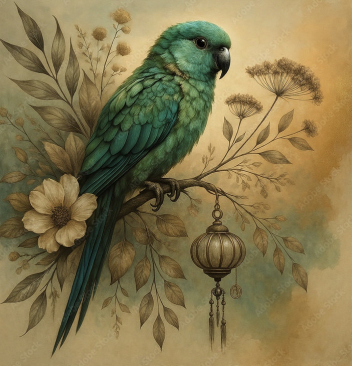 Elegant Green Parrot 