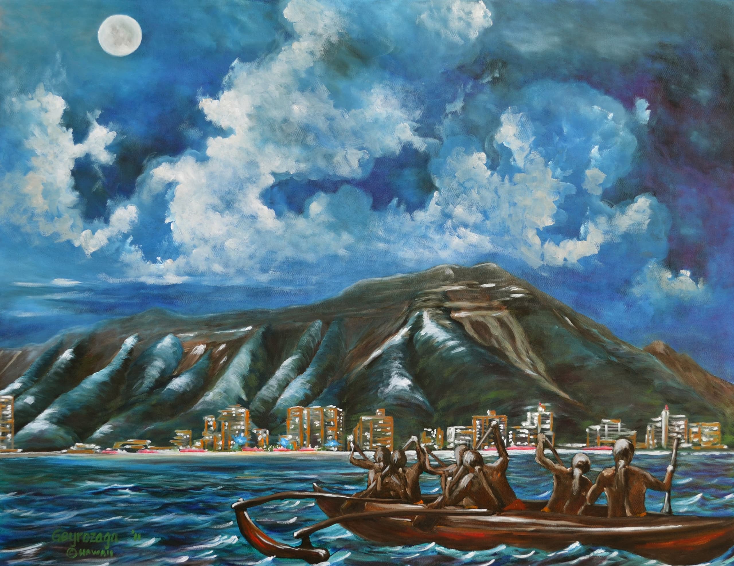 Moon over Diamond Head